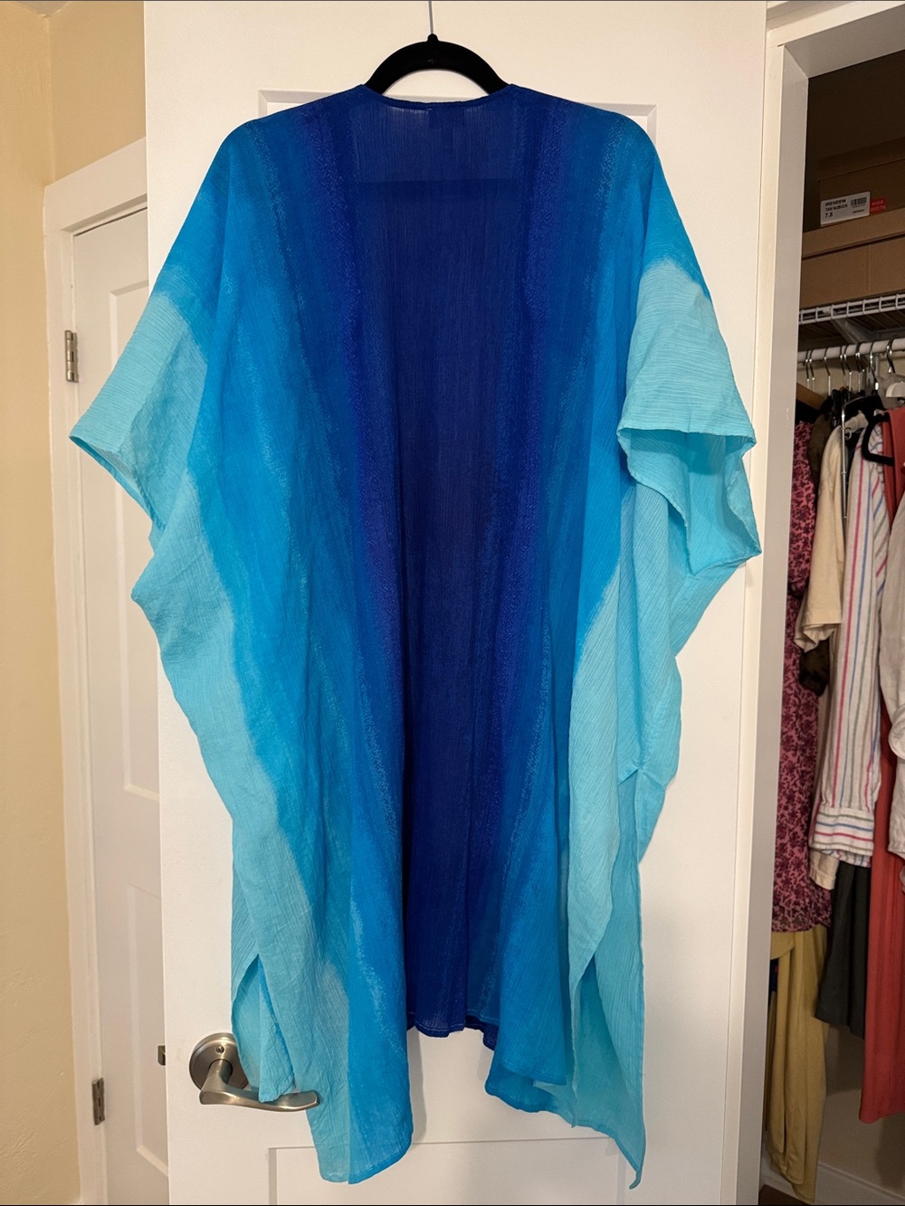 Chicos Blue Turquoise Ombre Sheer Kimono Cover Up Vacation Beach Glamour Top - Picture 6 of 9